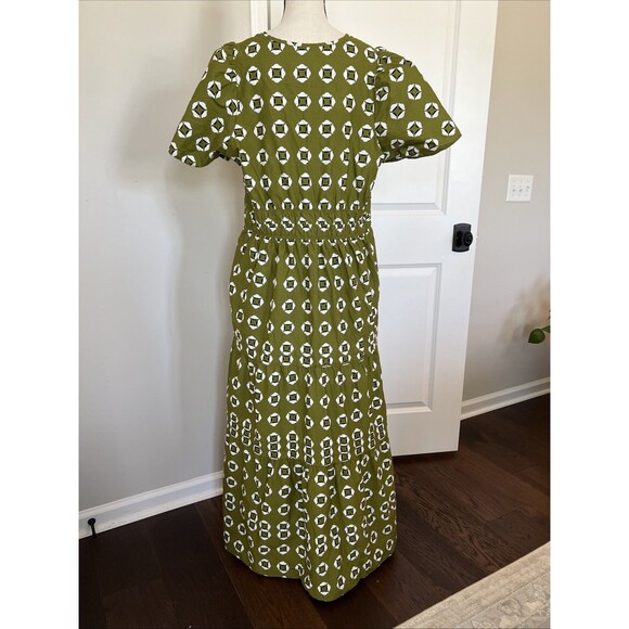 Anthropologie Green Print Maxi Dress XL - Picture 6 of 8